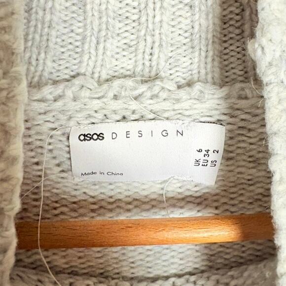 ASOS DESIGN Oversized Knit Mock Turtleneck Pullover Gray Long Sleeve Sweater - Picture 5 of 8